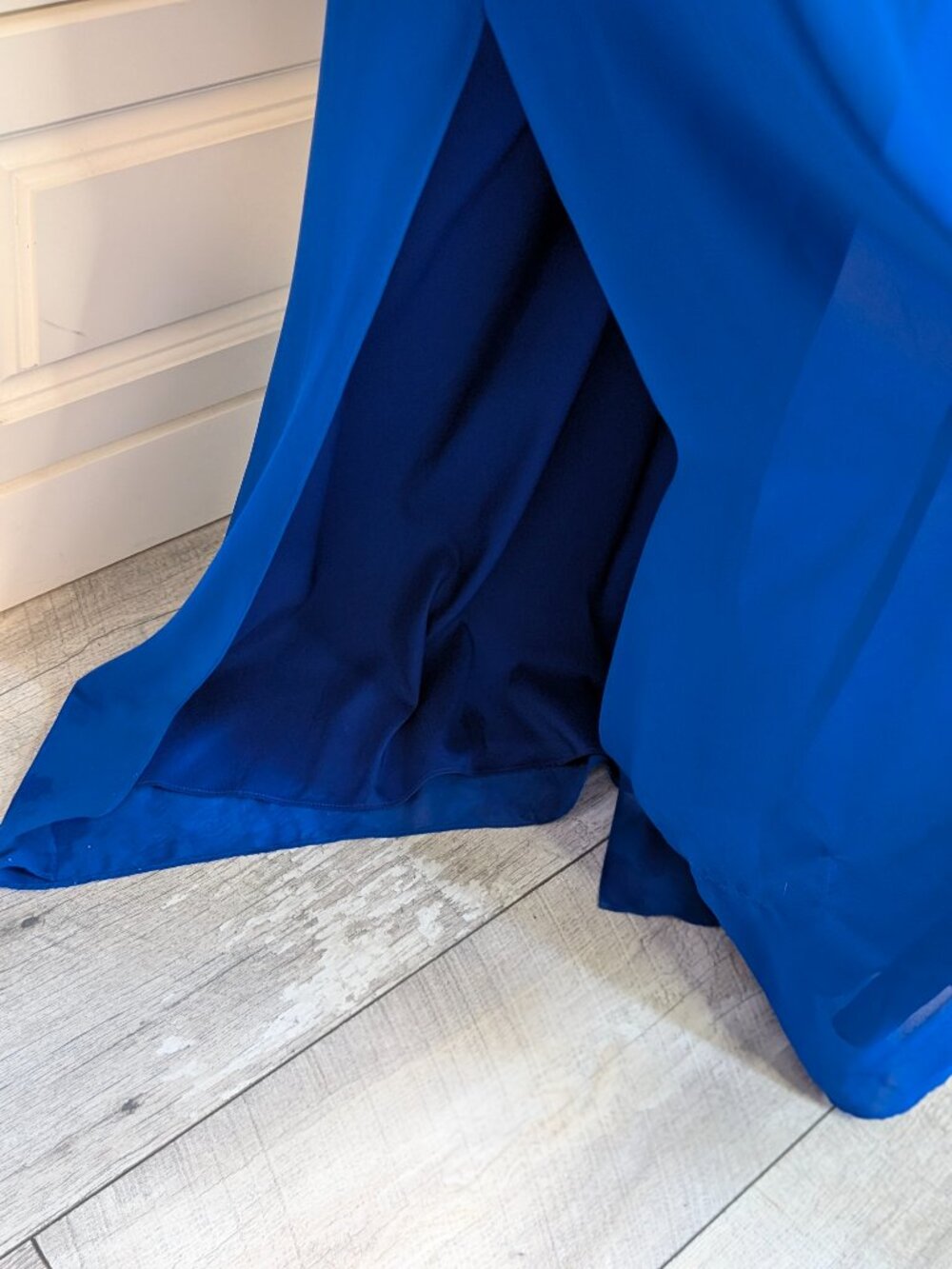 Laundry One Shoulder Cape Gown Royal Blue Chiffon Formal Dress 4 Gala NWOT - Picture 7 of 15
